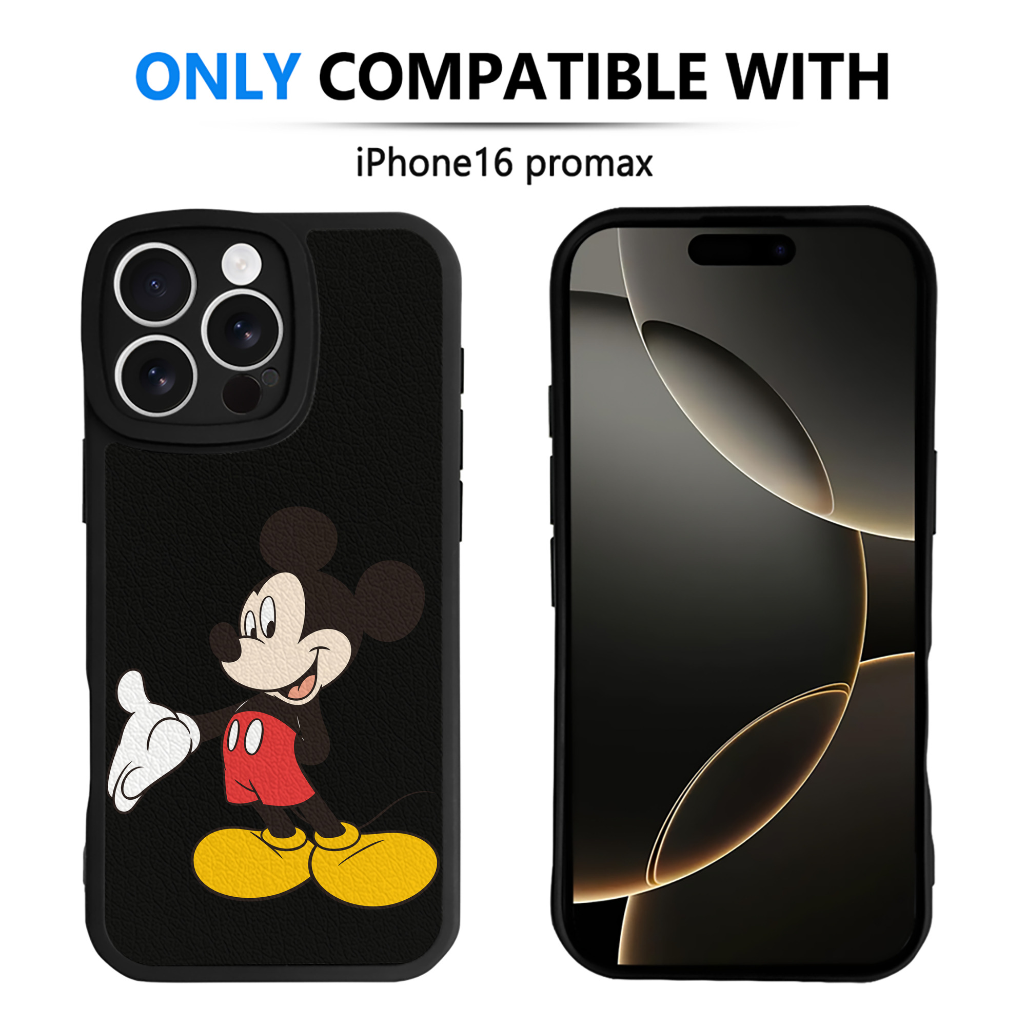 （画像用） ミッキーマウス Mickey Mouse 【iPhone 16シリーズ対応】シリコンスマホケース（レザー調） 材質：シリコン